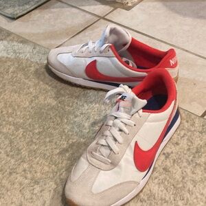 Nike White and Red Athletic Shoes
